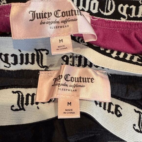 Juicy Couture 2 pc Velour Shorts Sleepwear Bling Logo Elastic Waist Size Medium - Picture 6 of 11